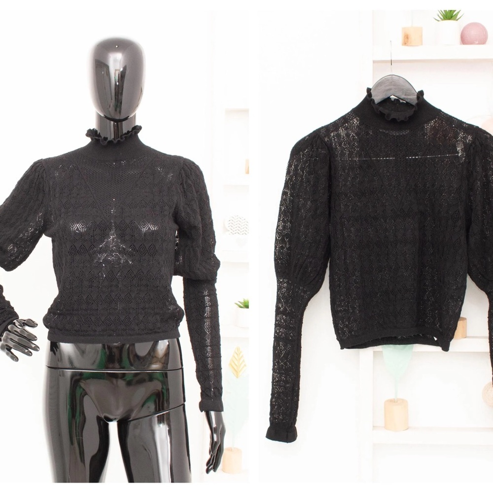 Black crochet turtleneck​